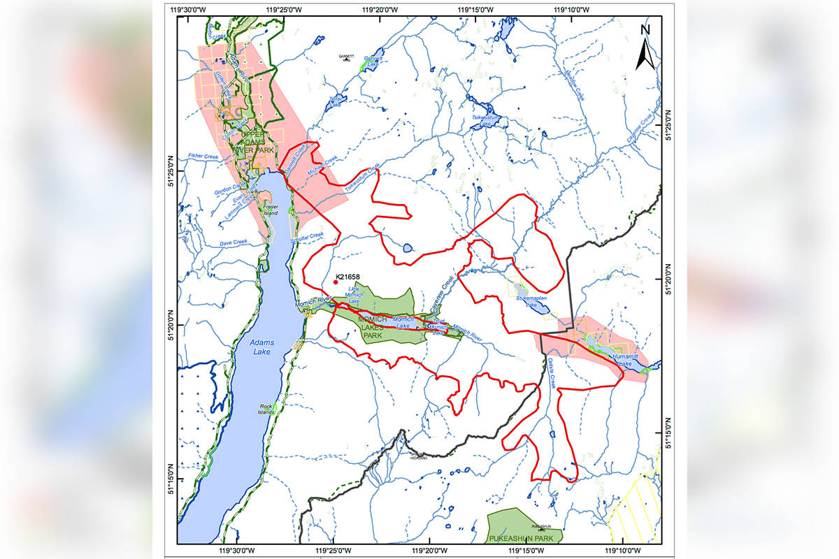 The latest BC Wildfire Service map of the Momich Lake wildfire was released on Aug. 12, 2021. (BCWS image)