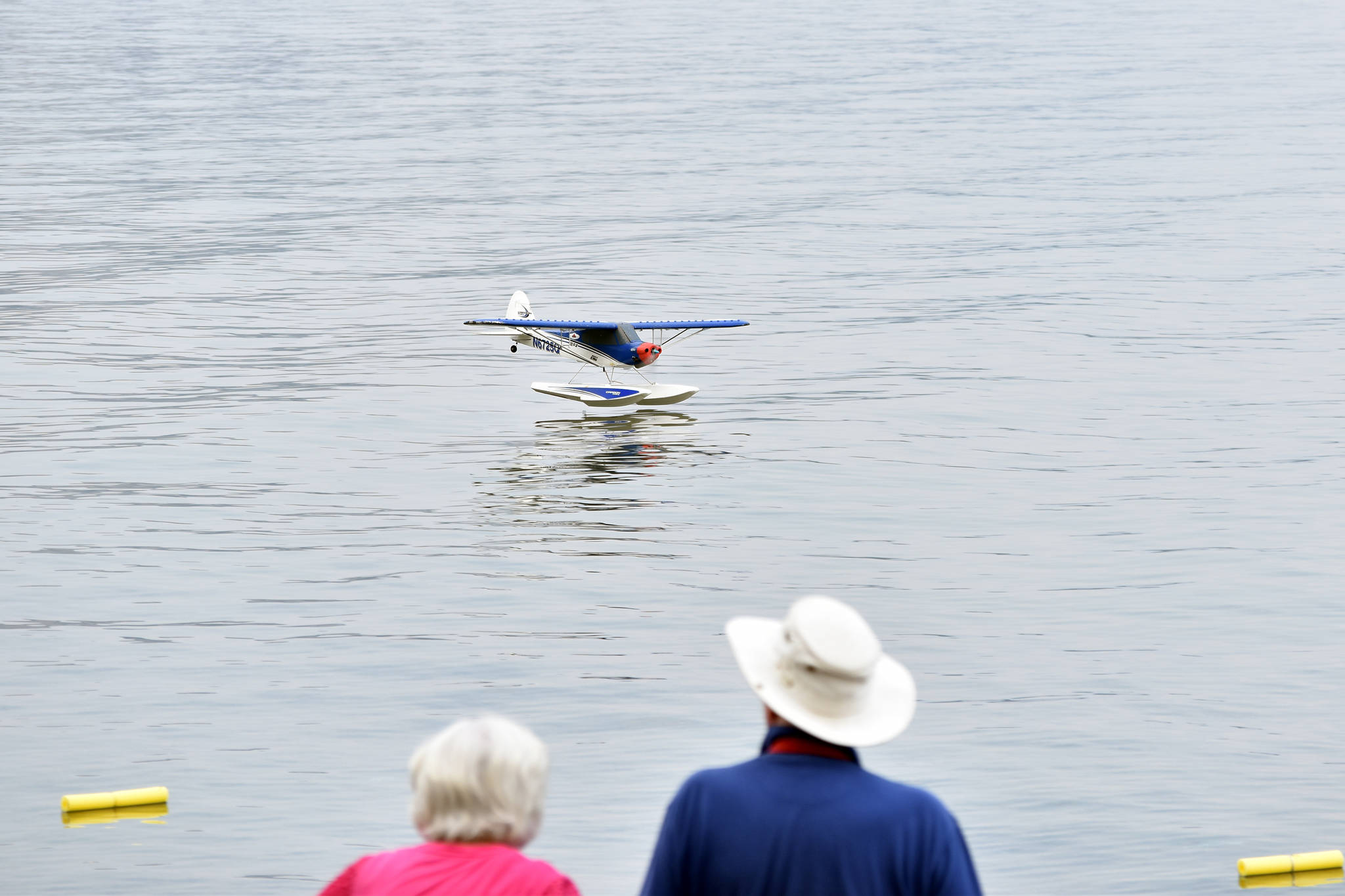The planes of the Penticton Model Aviation Club took to the skies above Okanagan Lake on Sunday. (Brennan Phillips - Western News)