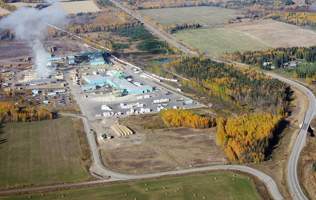 An aerial view of Canfor’s Plateau operation west of Vanderhoof. (Aman Parhar photo - Omineca Express)