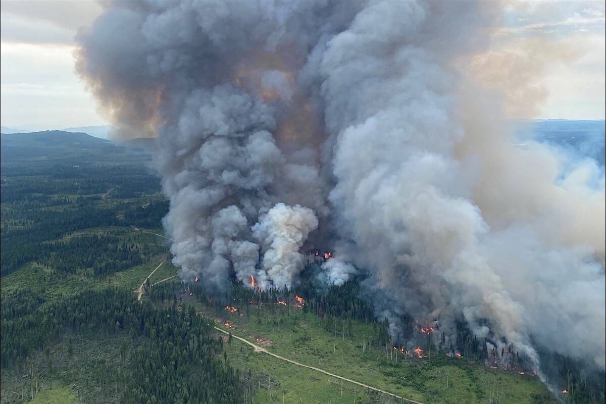 Firefighters ignite back-burn on the Deka Lake wildfire near 100 Mile House, July 5, 2021. (B.C. Wildfire Service)