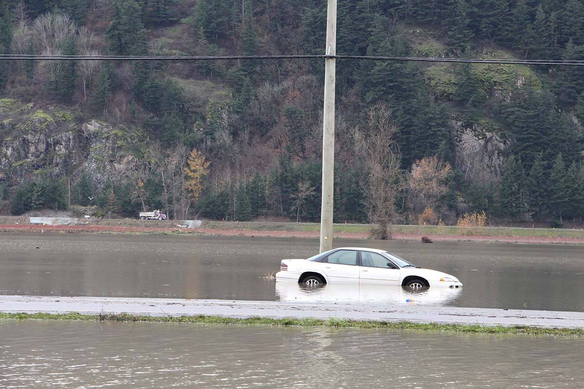 The man’s car could be seen about half a kilometre west of where he was rescued. He had been heading eastbound in the westbound lanes. (Vikki Hopes/Abbotsford News)
The man’s car could be seen about half a kilometre west of where he was rescued. He had been heading eastbound in the westbound lanes. (Vikki Hopes/Abbotsford News)