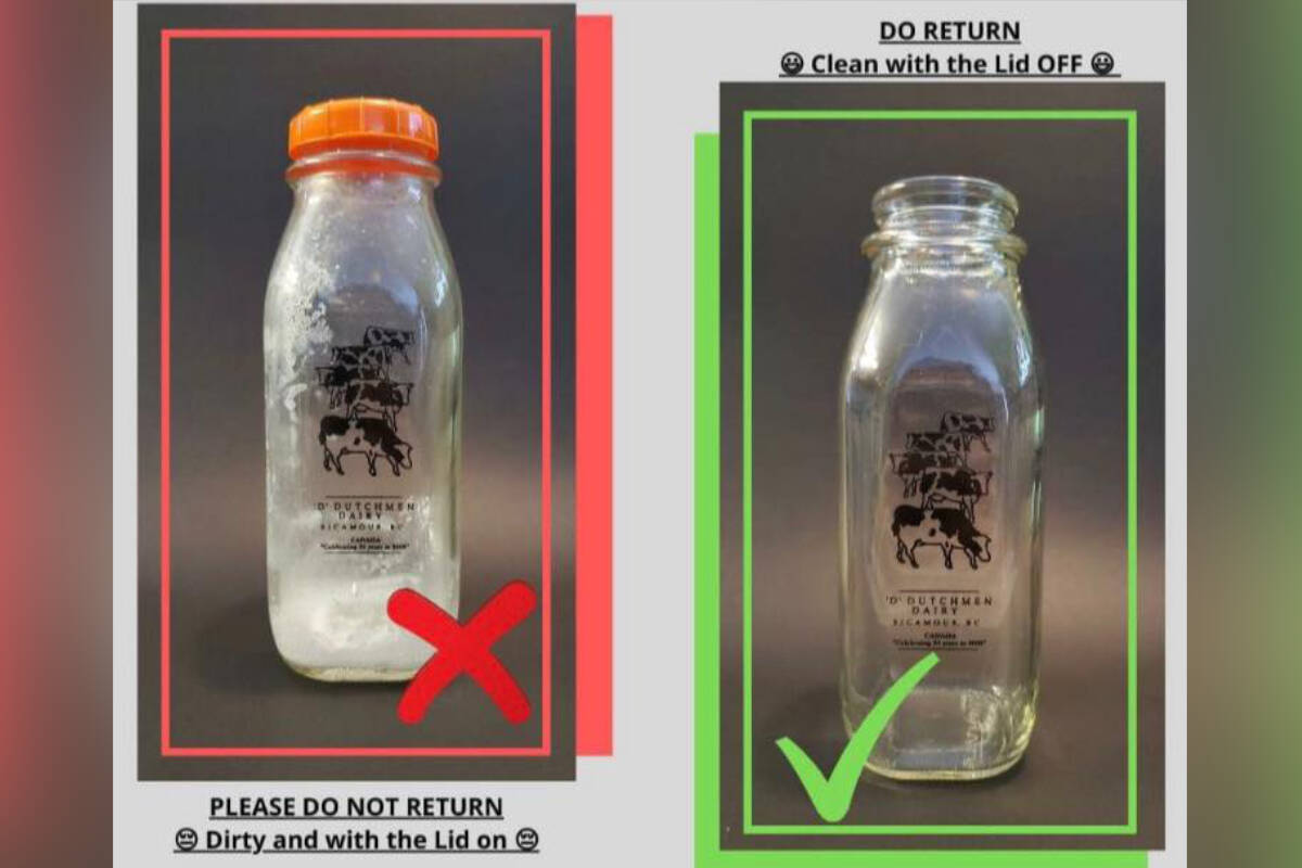 An infographic posted to D Dutchmen Dairy’s Facebook page, showing how to return their milk bottles. (Facebook/D Dutchmen Dairy)