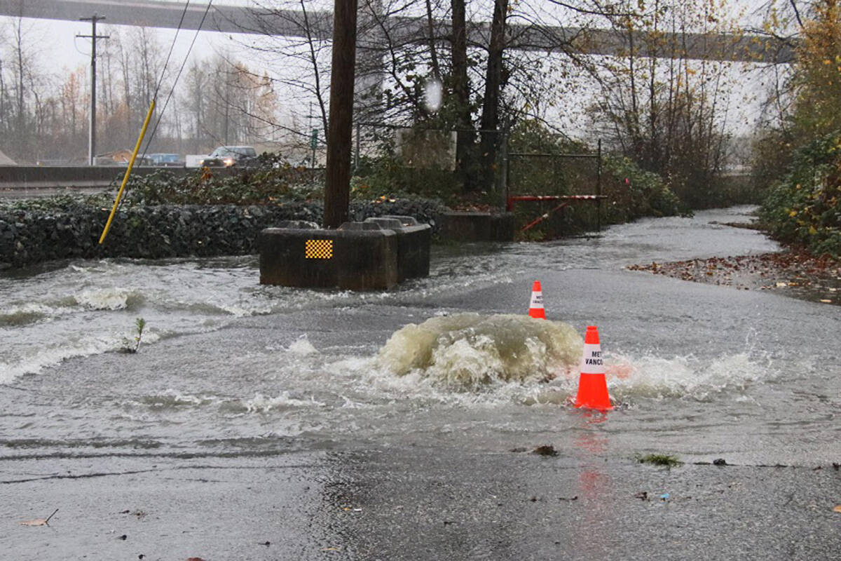 An atmospheric river led to flooding across Metro Vancouver on Nov. 14. Three more are forecast for the weekend into next week, according to Environment Canada. (Shane MacKichan)