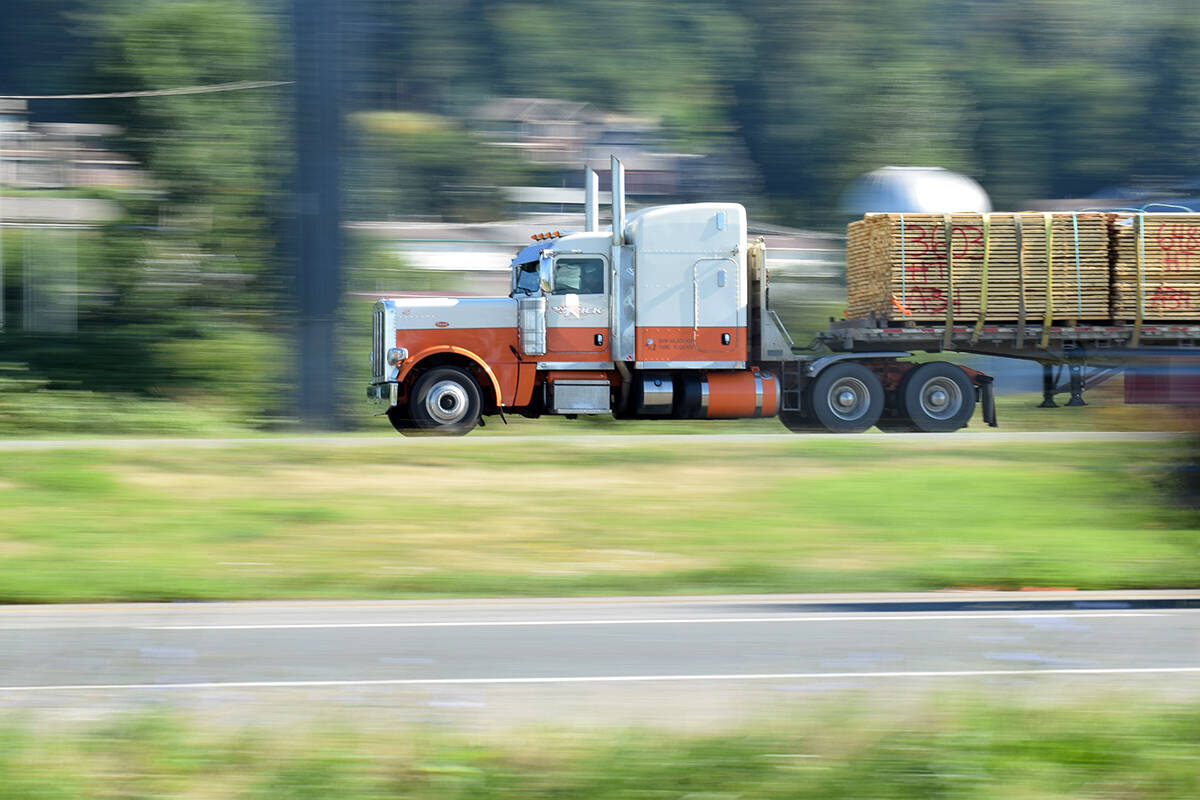Truck traffic on Highway 1 has dramatically increased since 2014. (Black Press file photo)