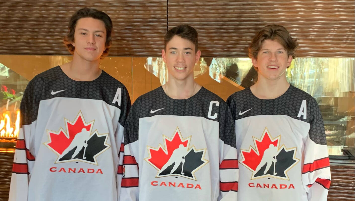 Kelowna Rockets rookie forward Andrew Cristall, right, was named as an alternate captain for Team Canada White at the 2021 Capital City Challenge. (Kelowna Rockets photo)