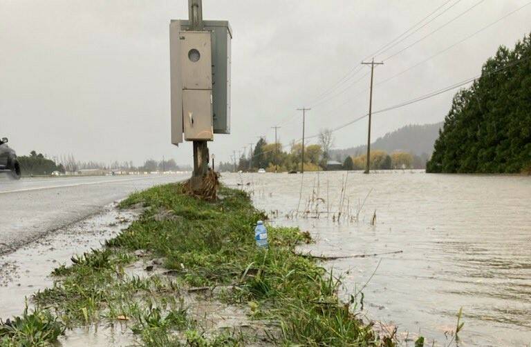 Water rises near Highway 1 between Abbotsford and Chilliwack. (Photo/B.C. Ministry of Transportation)