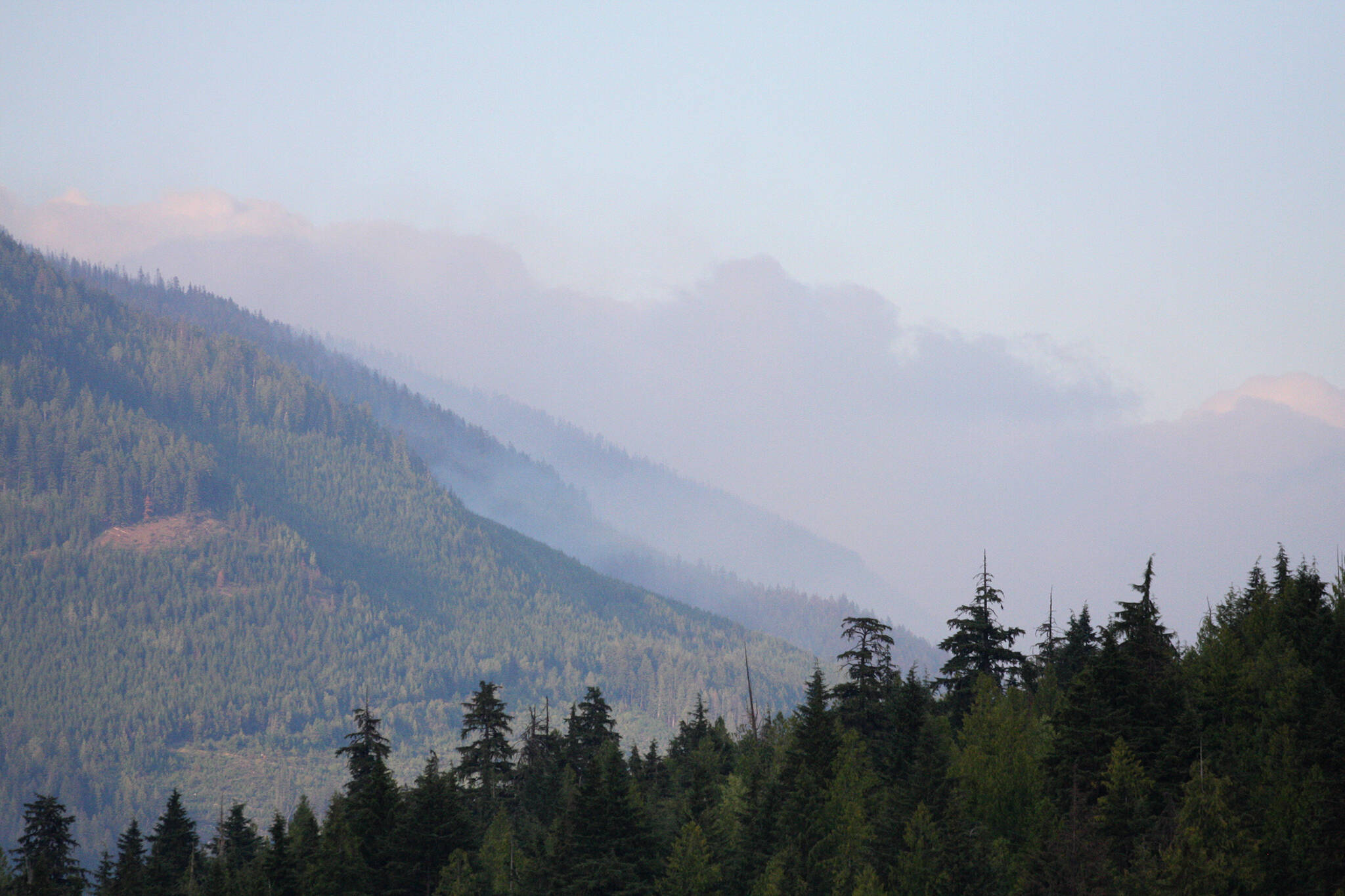 The 200 hectare Mabel Creek wildfire continues to burn approximately 6 kilometres from Mabel Lake on the Lumby side. While an evacuation alert has been issued for approximately 50 cabins and the Cottonwood Beach recreation site, no structures are currently threatened. (Jennifer Smith/Morning Star)