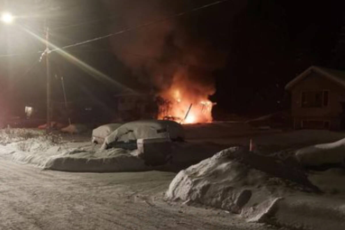 A fire that destroyed the home of Neskonlith member Bonnie Thomas on Jan. 8, 2022 has been deemed suspicious. (Contributed)