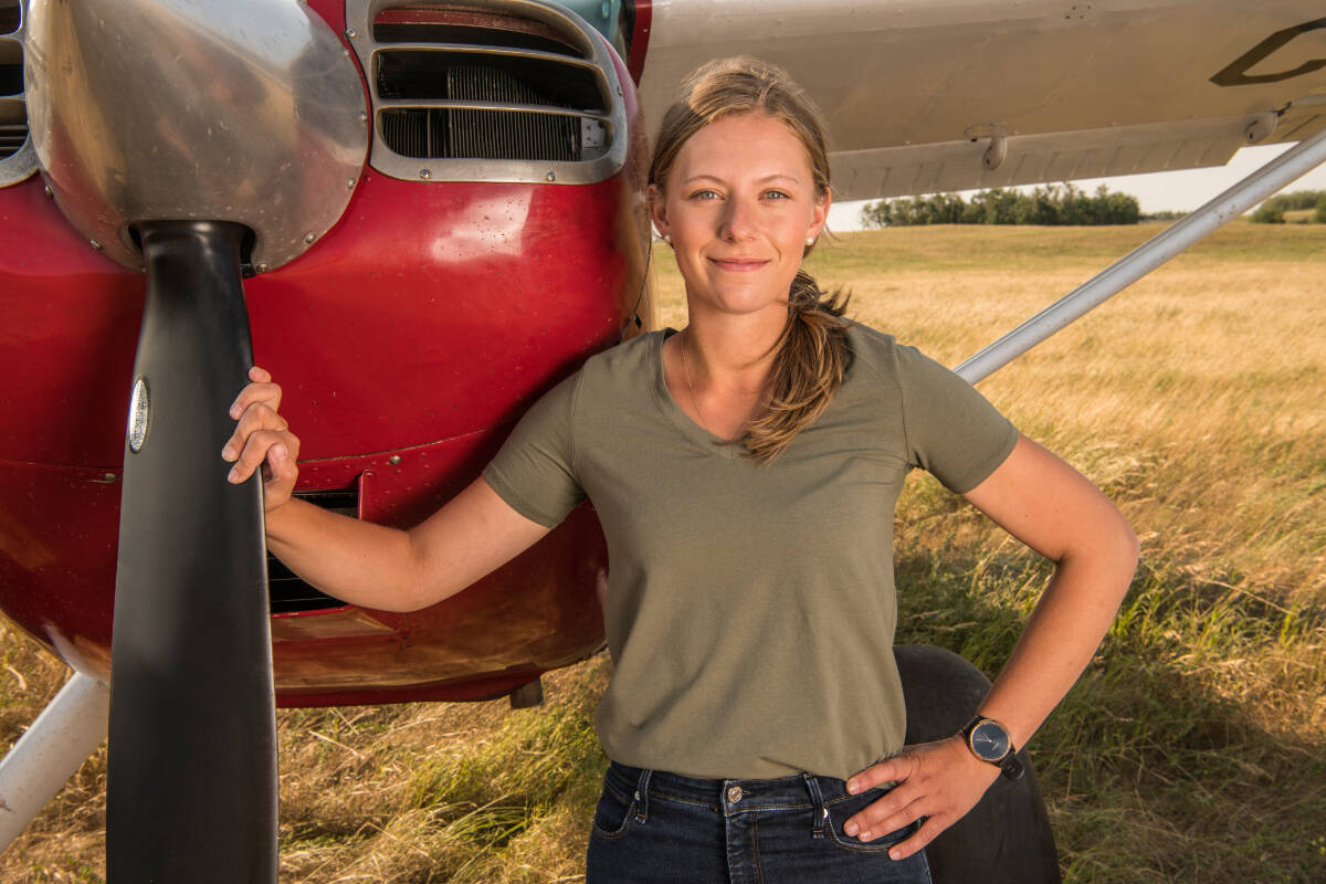 Jessica James, who grew up in Nimpo Lake, B.C., is the star aviator in History’s upcoming reality show Lost Car Rescue, filmed in the Peace River area. (Jeff Topham photo)