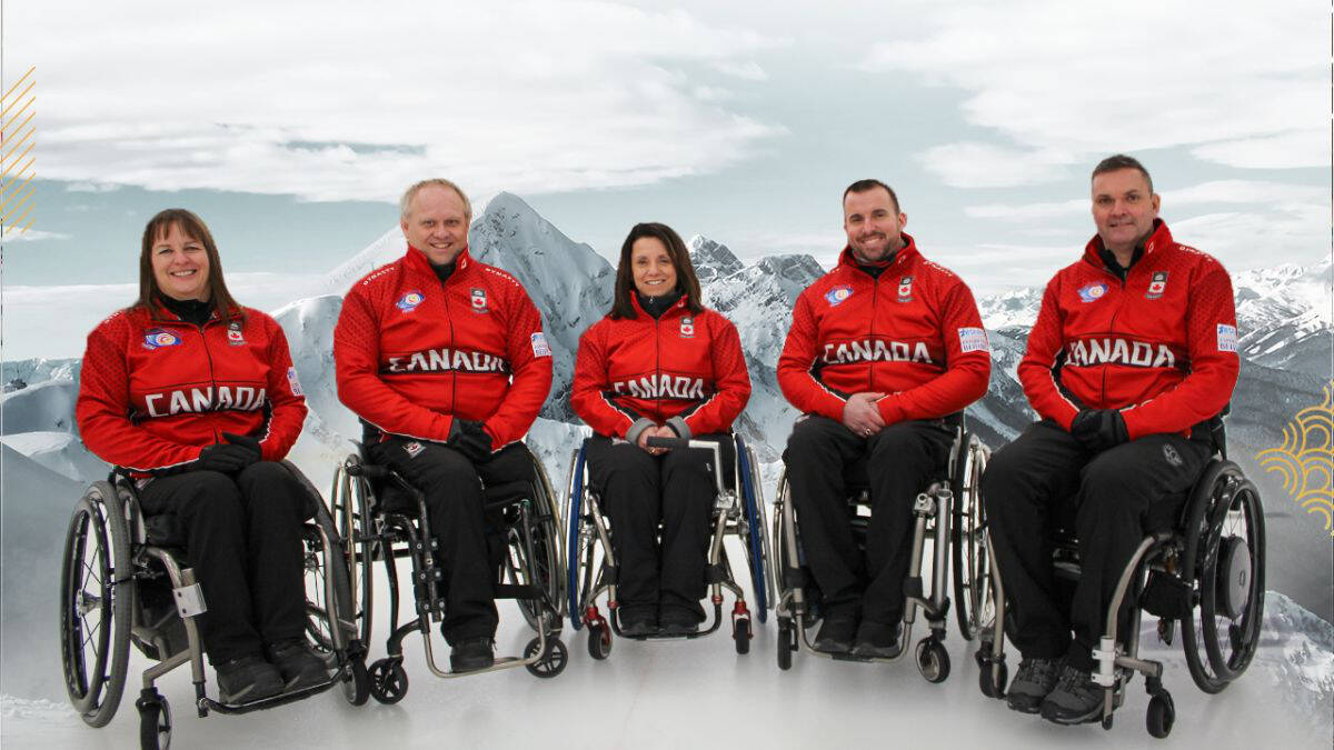 Ina Forrest (left) of Spallumcheen joins Team Canada for wheelchair curling at the 2022 Paralympics in Beijing. (Canadian Paralympic Committee image)