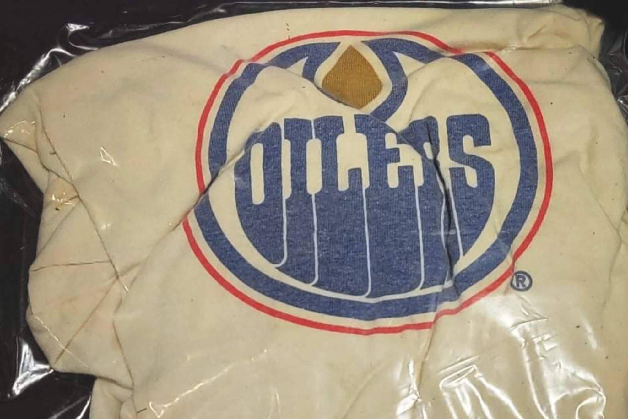The Edmonton Oilers jersey that belonged to the late Pte. Colin Wilmot, that traveled a span of more 10,000 kilometres and 13 years to come into the possession of friend and Falkland resident Matthew Heneghan. (Contributed)
