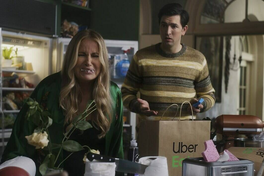 This photo provided by Uber Eats shows a scene from Uber Eats 2022 Super Bowl NFL football spot. ( Uber Eats via AP)