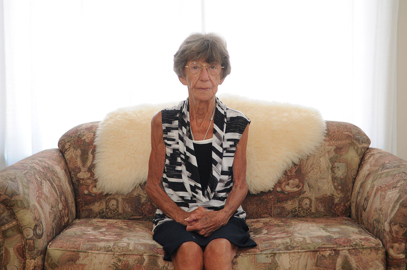 Rachele Jamieson of Chilliwack said Sunwing had left her all alone in YVR after returning home on a flight from Cuba at 3 a.m. on March 1, 2022. She is seen here three days after the incident in her Chilliwack home. (Jenna Hauck/ Chilliwack Progress)