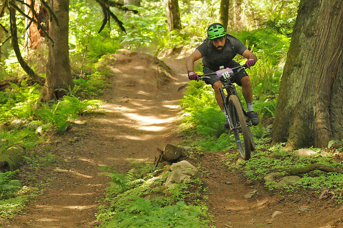 Curtis Spencer gets some air during the Vedder Mountain Classic bike race on May 11, 2019. Tuesday, April 19, 2022 is Bicycle Day. (Jenna Hauck/ Chilliwack Progress file)
