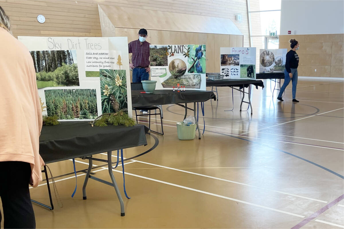 The workshops at Yunesit’in were set up in stations, where different aspects of the landscape and ecosystem were explored and incorporated into the mixed-media canvas pieces by participants. (Cindy Charleyboy photo)