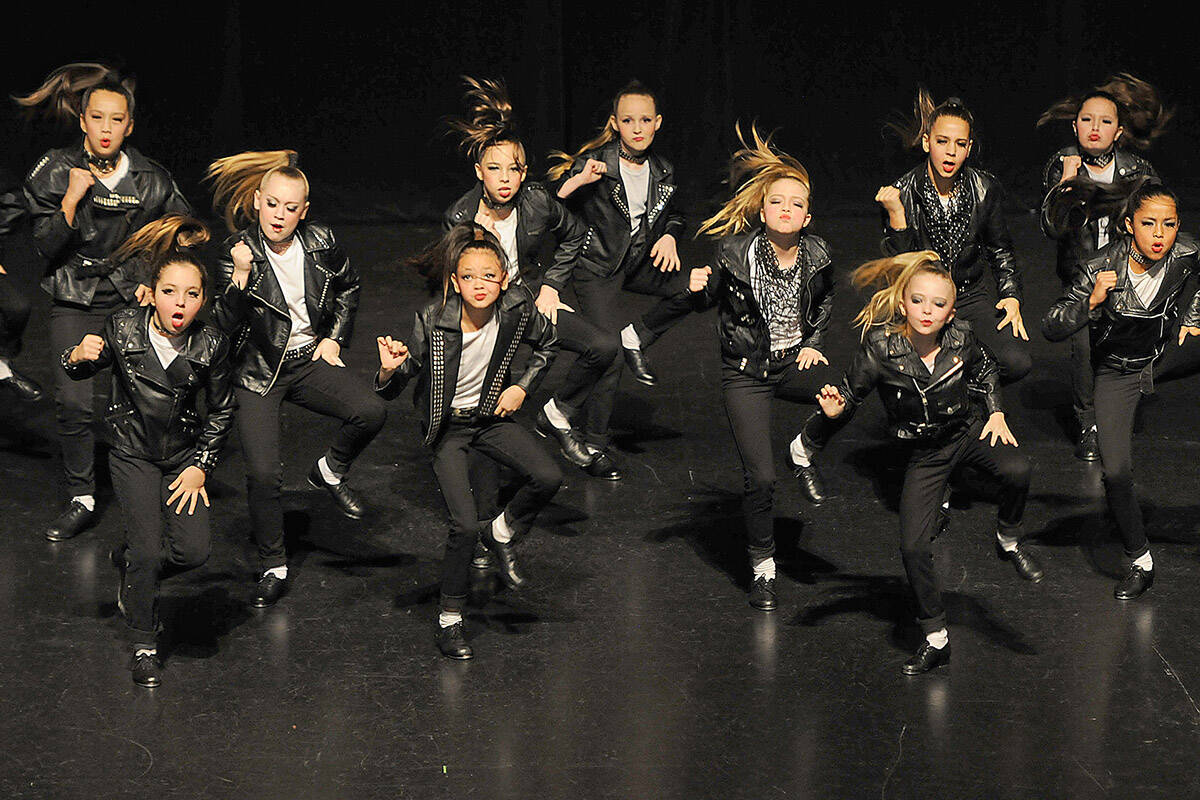 A group from Project Dance moves to the song ‘Grease’ during the tap dance portion of the 68th annual Chilliwack Lions Club Music and Dance Festival at the Cultural Centre on Feb. 12, 2015. Friday, April 29, 2022 is International Dance Day. (Jenna Hauck/ Chilliwack Progress file)
