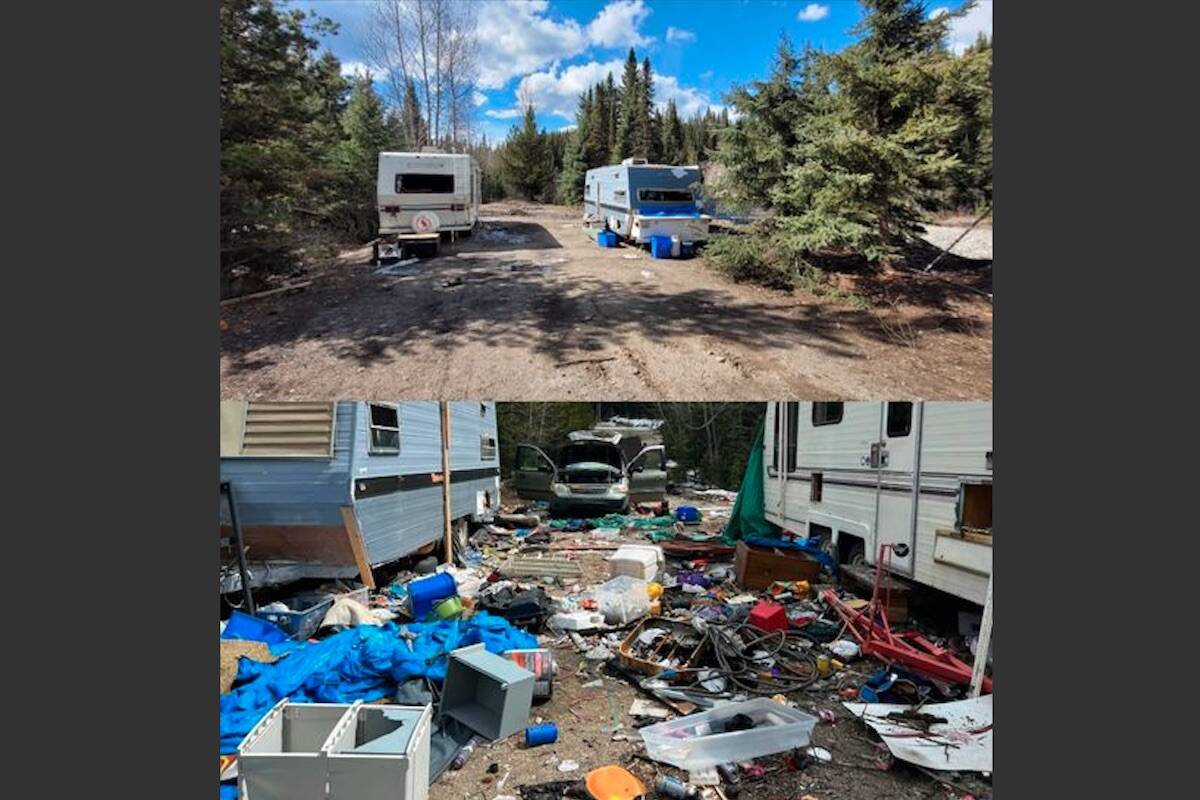 The Okanagan Forest Task Force cleaned up an abandoned encampment near Big White (Kane Blake/Submitted)