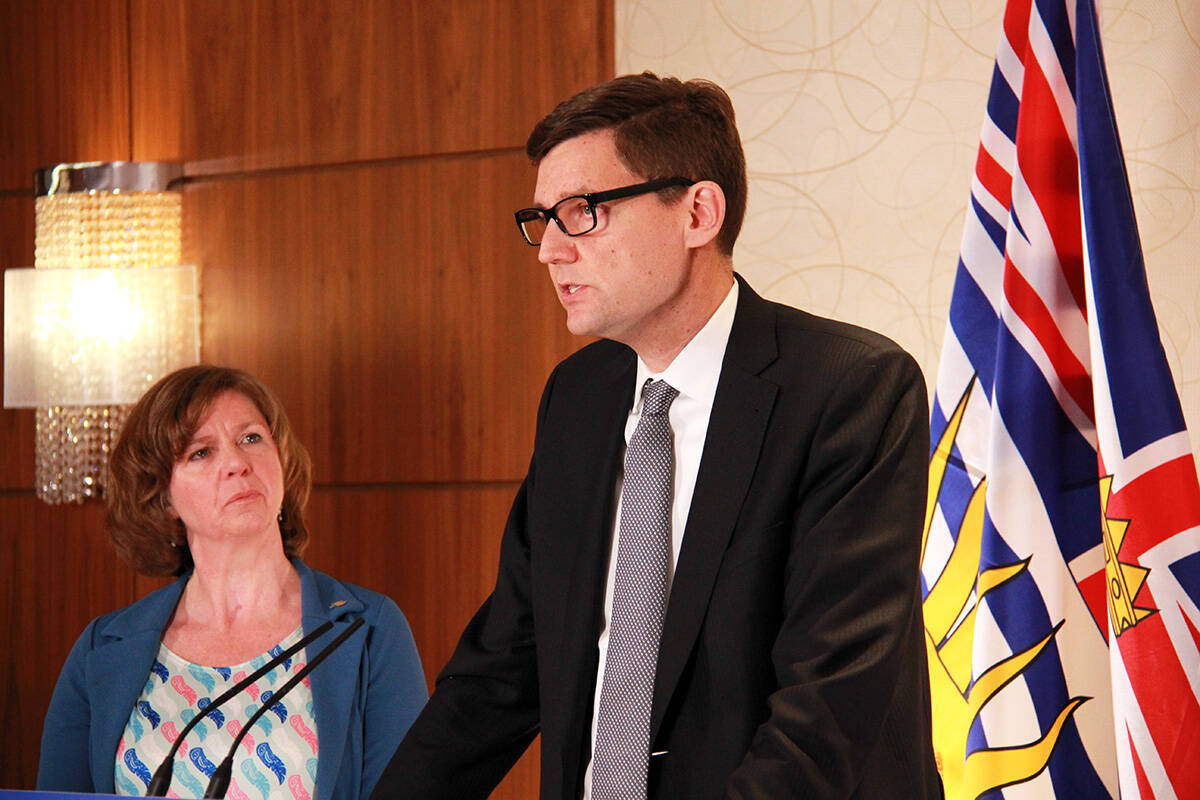 B.C. Attorney General David Eby and Minister of Mental Health and Addictions Sheila Malcolmson announced a $150 million settlement with Purdue Pharma Canada on June 29. (Jane Skrypnek/Black Press Media)