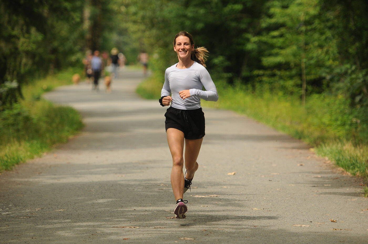 Kalyn Head of Chilliwack is doing a 100-kilometre birthday ultra marathon on July 23 to mark her 25th birthday, all while raising money for Special Olympics British Columbia. She is seen here near Vedder Park in Chilliwack on July 9, 2022. (Jenna Hauck/ Chilliwack Progress)