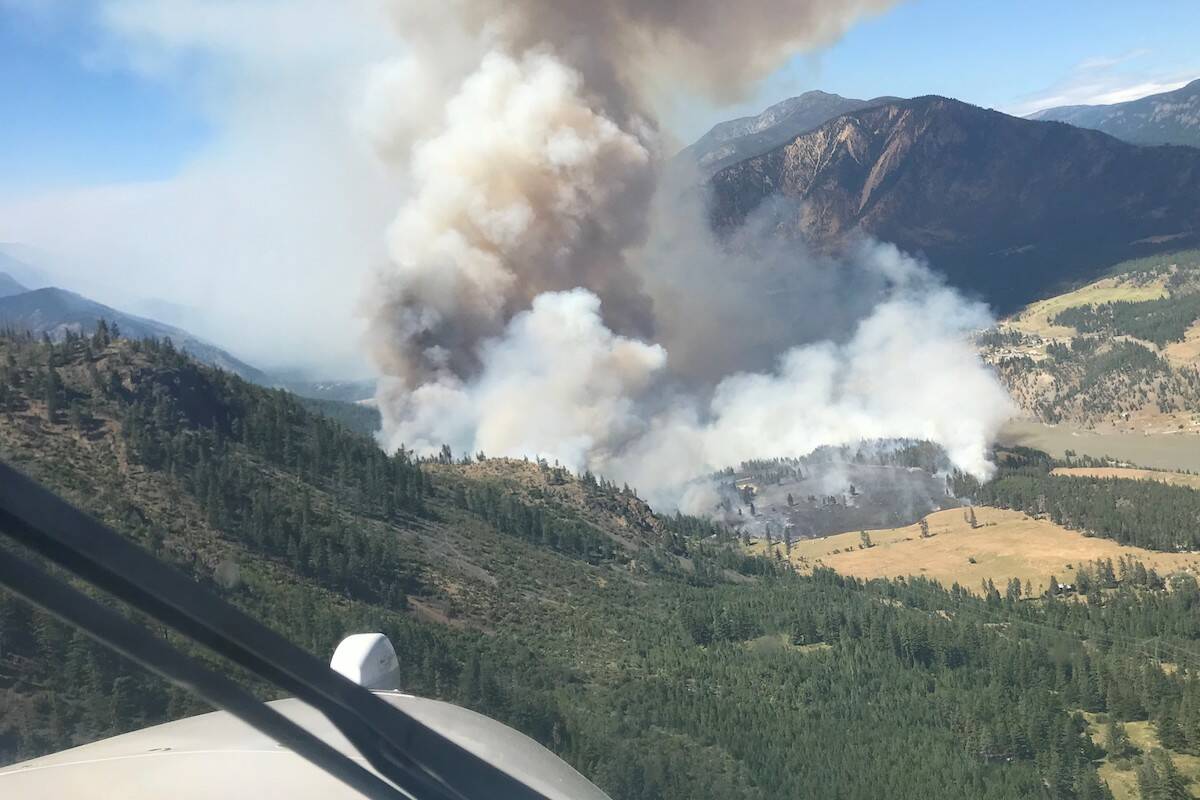 Nohomin Creek Wildfire estimated at 1,500 hectares was discovered on July 14, 2022 (B.C. Wildfire Service)