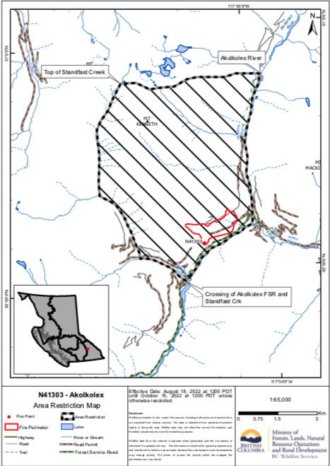 A map of the restricted area. (BC Wildfire Service)