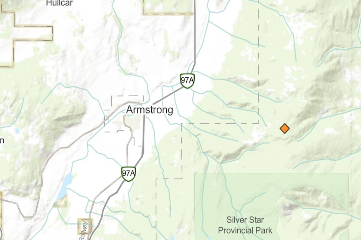 Fire burning near Armstrong.