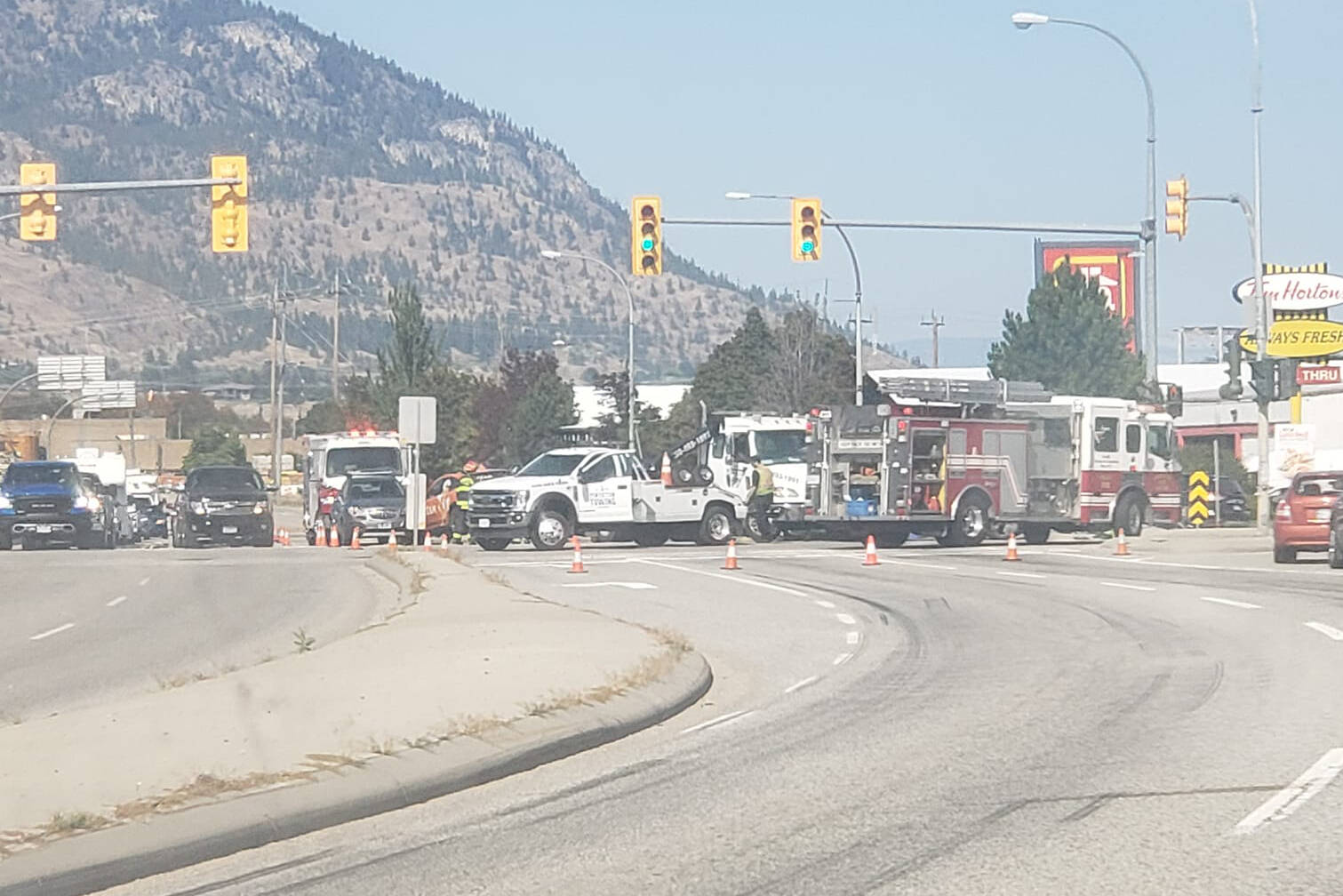 Another crash exactly one week after a Penticton motorcyclist was killed at the intersection of Channel Parkway (Hwy 97) and Green Mountain Rd. (Lisa Hibner Facebook)