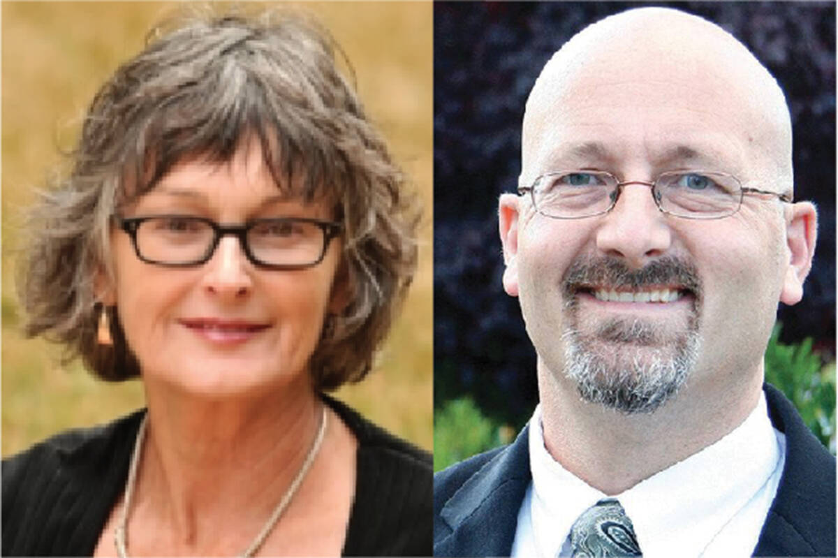 Greater Victoria School District trustees Diane McNally and Rob Paynter were censured by the board and suspended from their duties until October for misconduct relating to bullying and harassment complaints. (Black Press Media file photos)