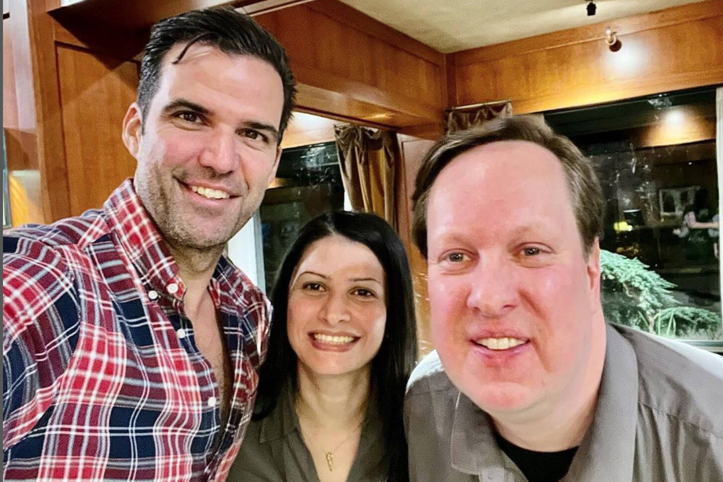Actor Benjamin Ayres (left) poses with Allen and Karolin at Harrison Hot Springs Resort. He stayed at the resort while filming “Long Lost Christmas” in Agassiz-Harrison for the past two weeks. (Instagram/@benjaminayres)