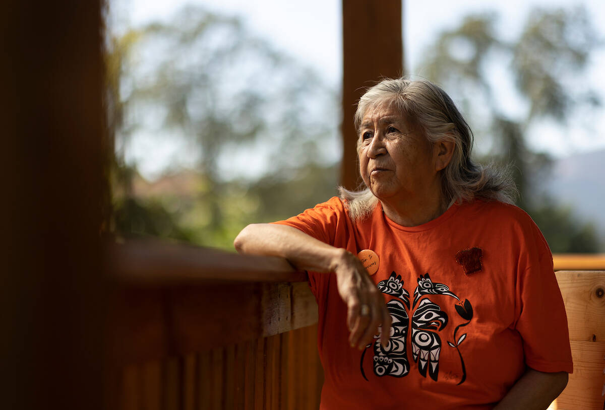 Elder May Sam shares the abuse she endured as a child in an Indian day school. (Arnold Lim/Black Press Media)