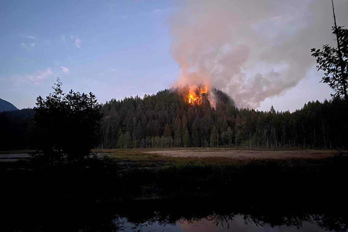 A wildfire sparked in Minnekhada Regional Park in Coquitlam on Saturday (Oct. 1), forcing it to close temporarily. (@MetroVancouver/Twitter)