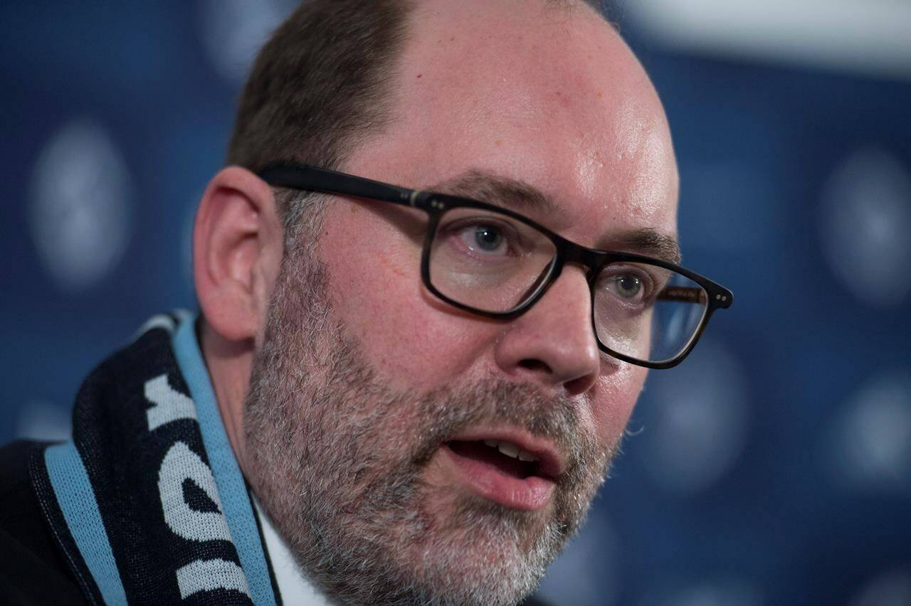 Axel Schuster is seen during a news conference, in Vancouver, B.C. Friday, November 15, 2019. The Vancouver Whitecaps have given the CEO and sporting director a four-year contract extension.THE CANADIAN PRESS/Jonathan Hayward