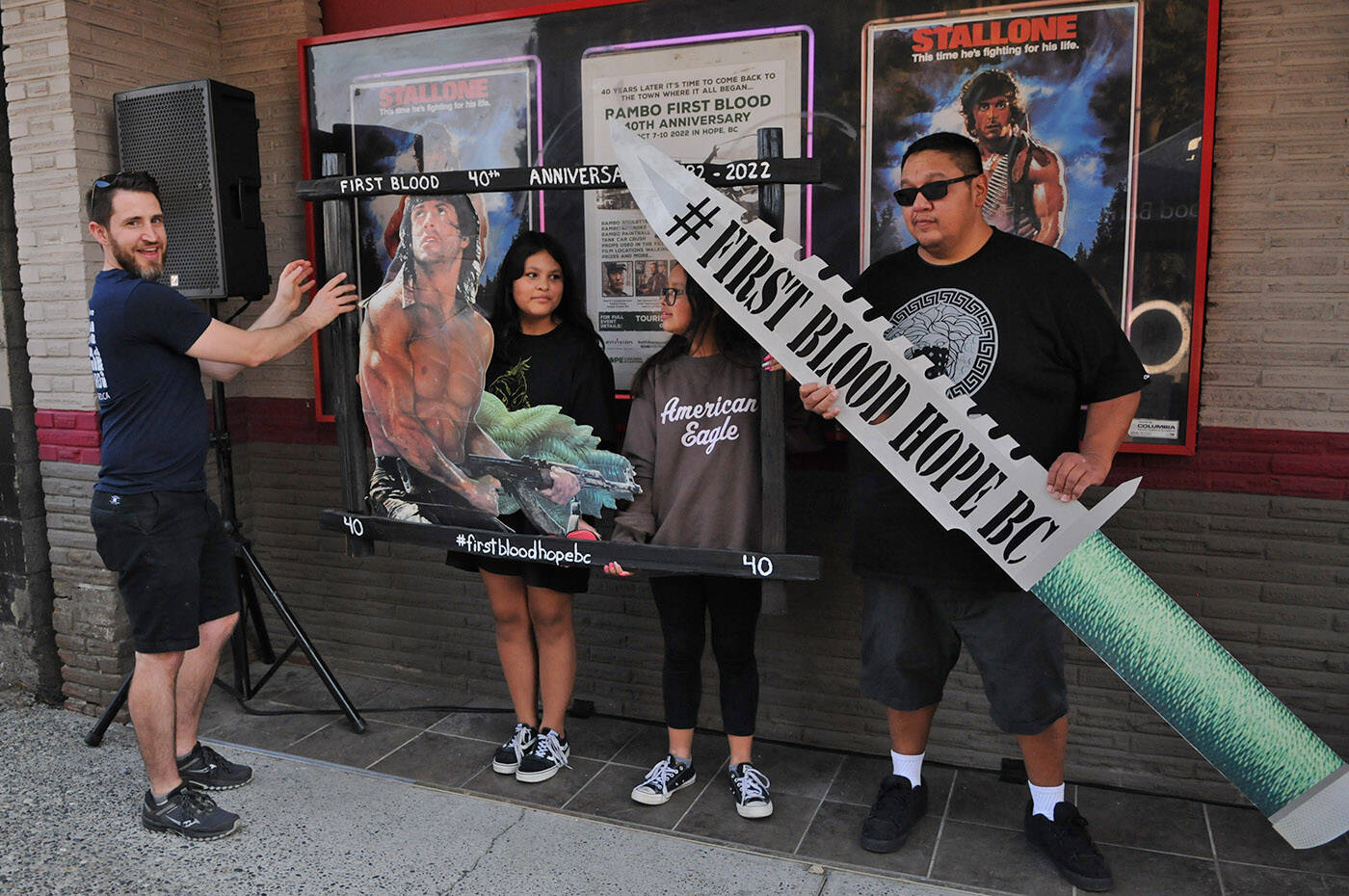 Fans prepare to pose for a photo during the Rambo First Blood 40th Anniversary celebrations in Hope on Saturday, Oct. 8, 2022. (Jenna Hauck/ Black Press Media)