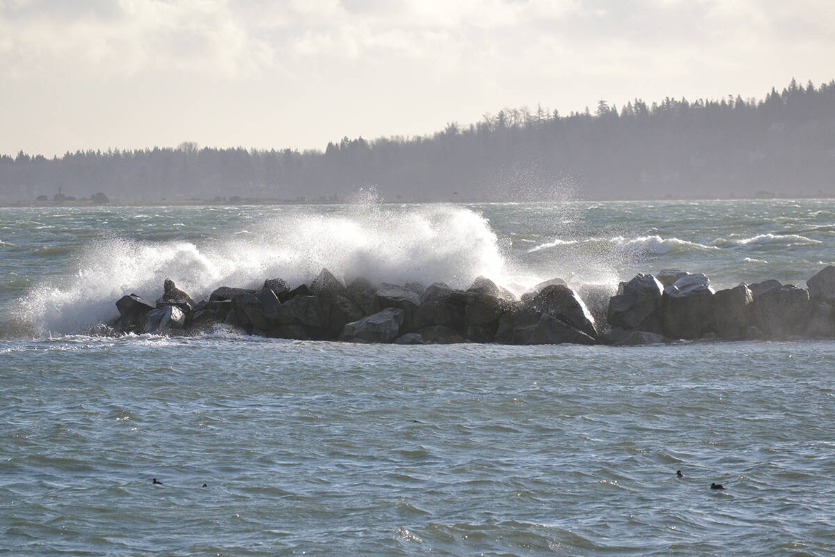 Wind creates waves along White Rock’s waterfront. (Aaron Hinks photo)