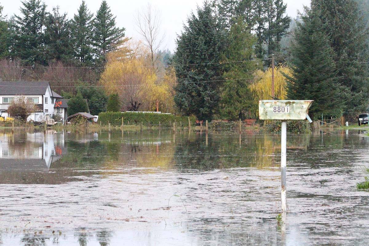 Flooding on a rural home in the Hatzic community taken on Nov. 29, 2021, a day before the third atmospheric river event. (Black Press Media file photo)
