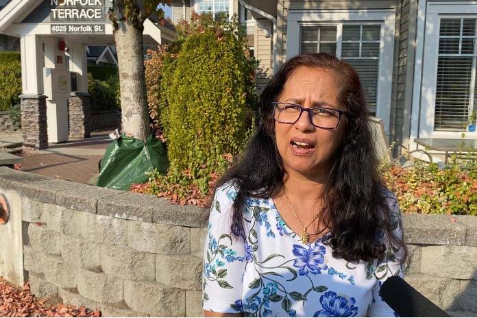 Zulekha Karim lives across the street from where the fatal stabbing occurred Oct. 18, 2022. (Jane Skrypnek/Black Press Media)