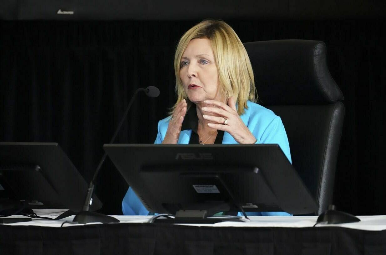Ottawa City councillor Diane Deans appears as a witness at the Public Order Emergency Commission in Ottawa, on Wednesday, Oct. 19, 2022. THE CANADIAN PRESS/Sean Kilpatrick