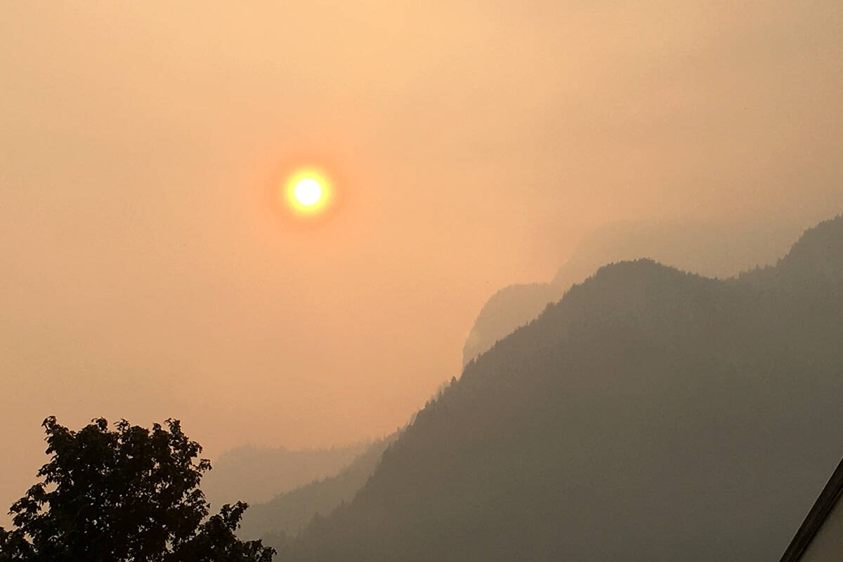 Wildfire smoke is particularly unhealthy and people are advised to stay indoors until this situation improves, if possible. Rain could come as early as Thursday night, according to Environment Canada, potentially marking the end of a three-month drought in the region. (Kemone Moodley/Hope Standard)