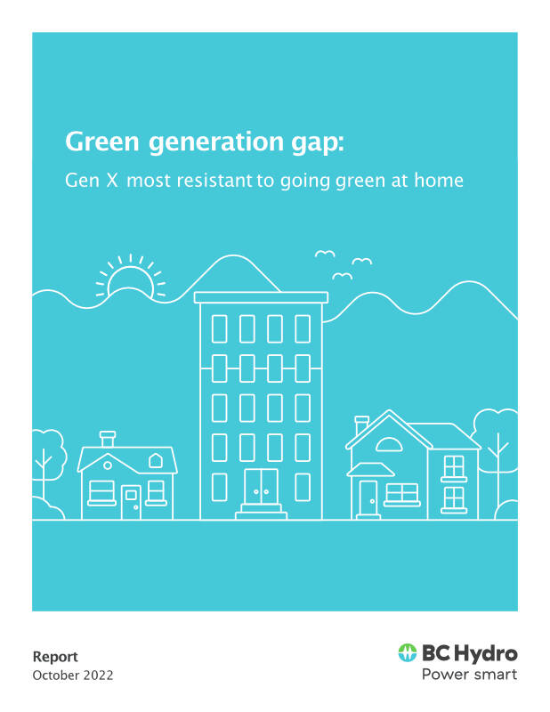 The Green Generation Gap Report, which surveyed 800 British Columbians on energy use and emissions found that Gen X has a larger carbon footprint than Boomers. (Courtesy of BC Hydro)