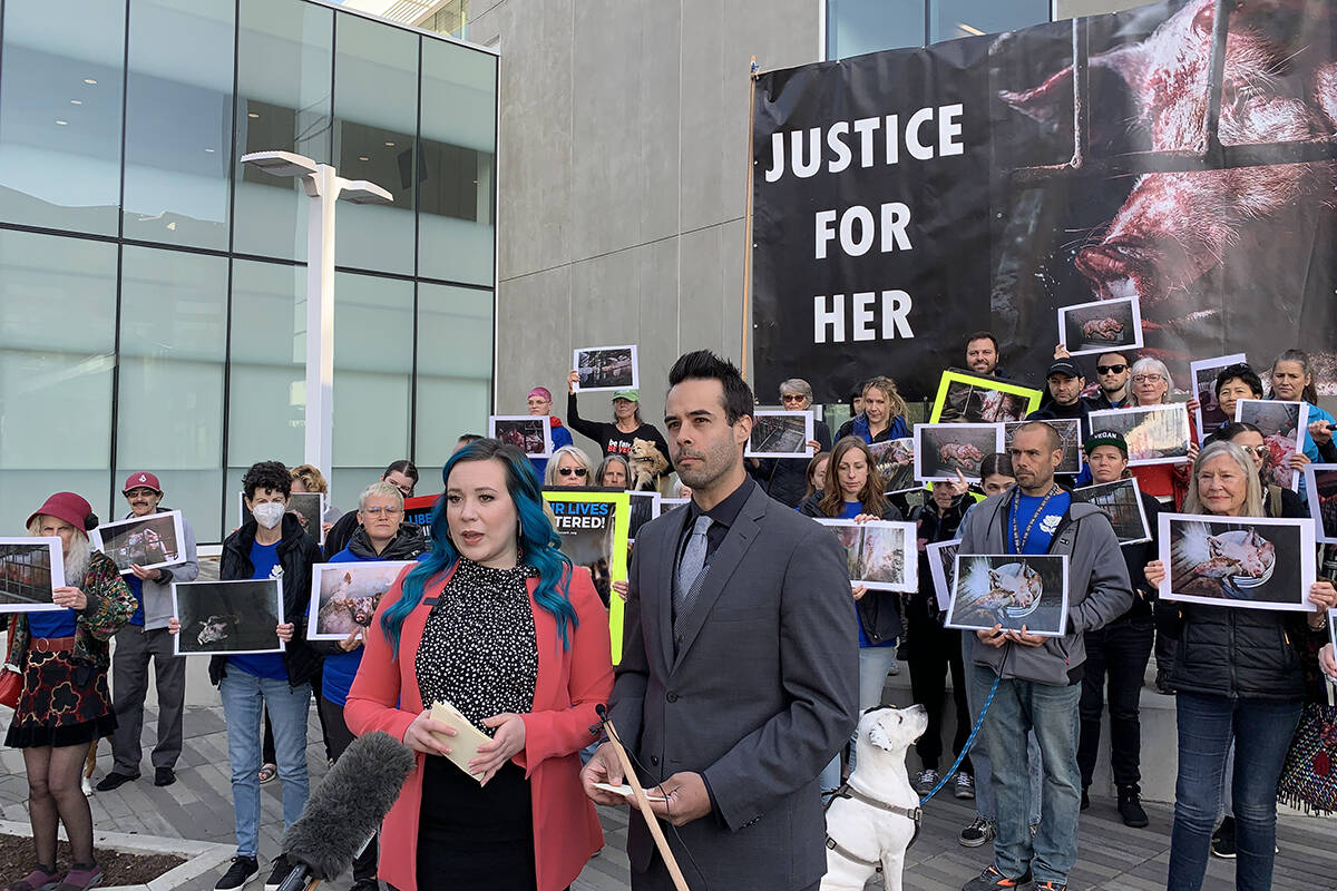 Amy Soranno and Nick Schafer spoke outside the Abbotsford Law Courts on Oct. 12 prior to their sentencing. (Jessica Peters/Abbotsford News)