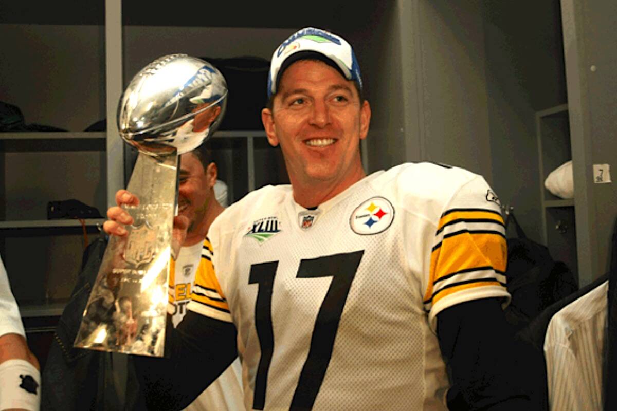 North Delta-raised football kicker Mitch Berger with the NFL’s Vince Lombardi Trophy as a Super Bowl champ with Pittsburgh Steelers in 2009. (File photo)