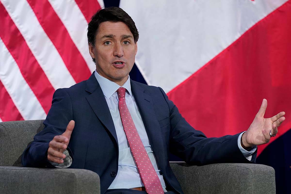 Canadian Prime Minister Justin Trudeau speaks at a meeting with President Joe Biden during the Summit of the Americas, Thursday, June 9, 2022, in Los Angeles. (AP Photo/Evan Vucci)