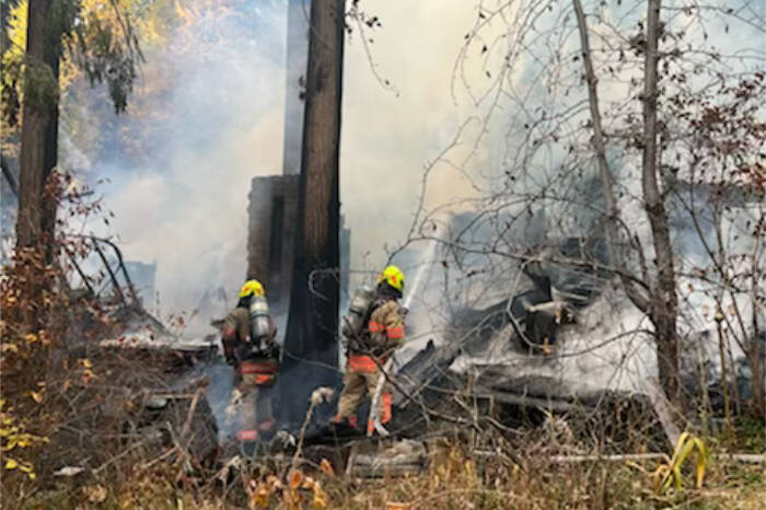 A home has been destroyed in a fire that broke out Tuesday, Nov. 1, 2022 up Silver Star Road. (Brendan Shykora - Morning Star)
