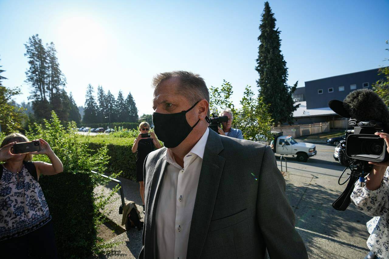 Former Vancouver Whitecaps and Canada U-20 women’s soccer coach Bob Birarda arrives at provincial court for a sentencing hearing, in North Vancouver, B.C., on Friday, Sept. 2, 2022. Birarda, 55, pleaded guilty in February to three counts of sexual assault and one count of sexual touching for offences involving four different people between 1988 and 2008. THE CANADIAN PRESS/Darryl Dyck