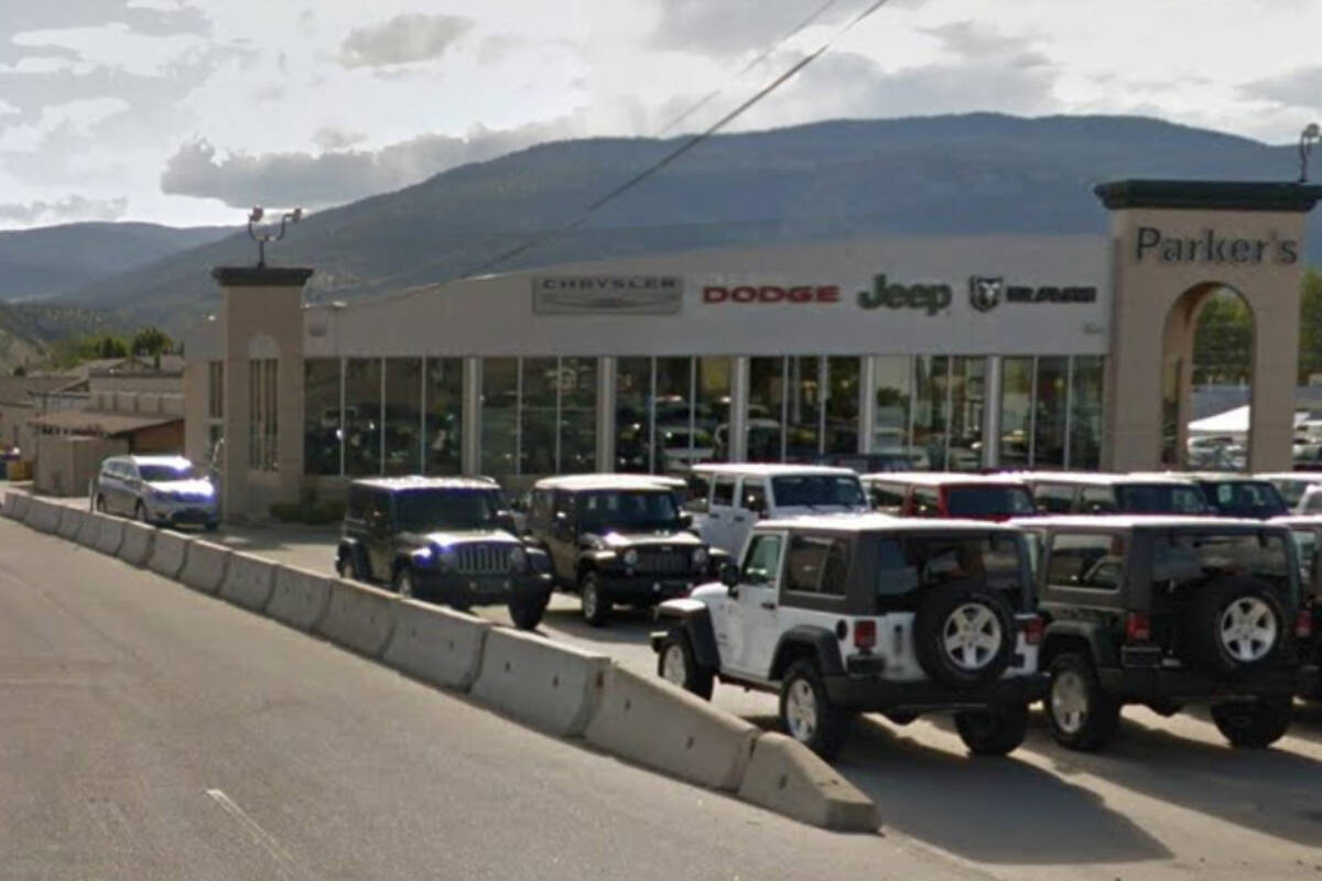 Parker’s Chrysler Dodge Jeep in Penticton is undamaged after four “suspicious” nearby fires on Thursday morning, Nov. 3. (Google Street View)