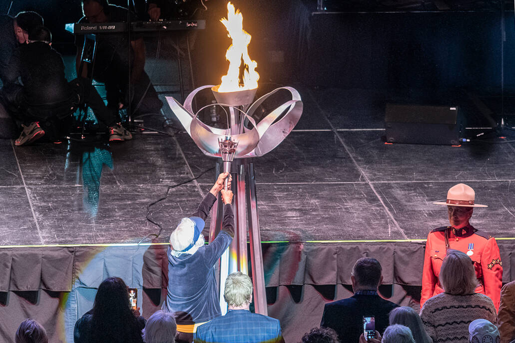 The torch-lighting ceremony at the 55-Plus B.C. Games in Victoria earlier this year. (B.C. Games photo)