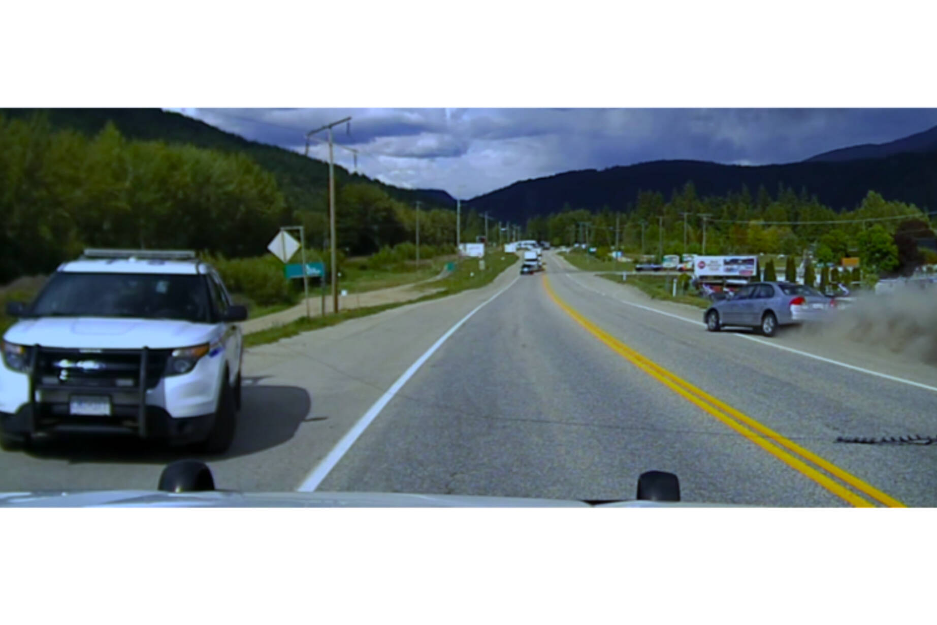 RCMP in Shuswap use spike belt to stop speeding vehicle in Sicamous on May 20, 2021. (RCMP image)