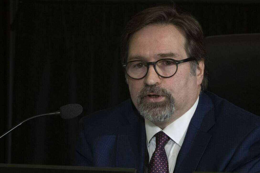 Christian Dea of Transport Canada responds to a question as he testifies at the Public Order Emergency Commission, Wednesday, November 16, 2022 in Ottawa. THE CANADIAN PRESS/Adrian Wyld