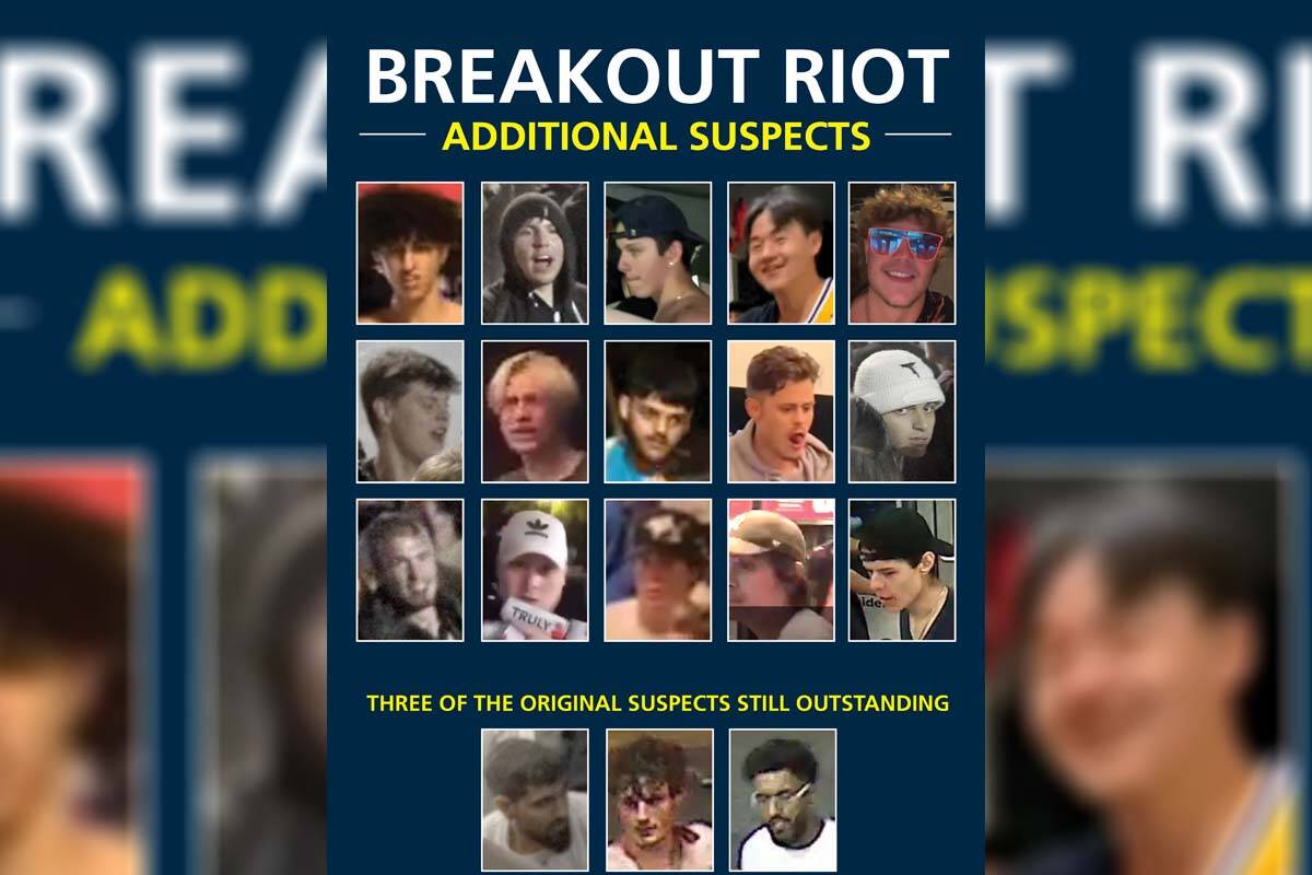 Vancouver police have identified another 15 people they believe took part in criminal activity during a riot at Breakout Festival in September 2022. (Image courtesy of VPD)