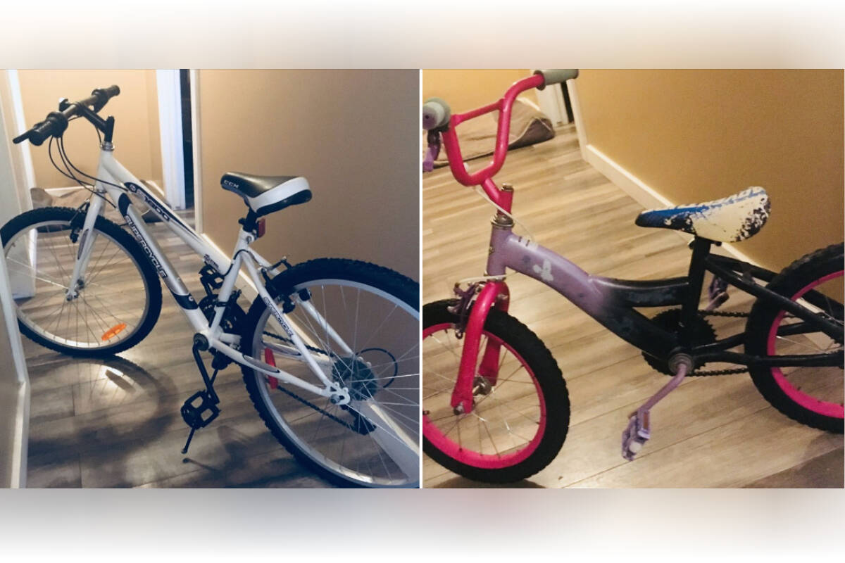 Bicycles that Bryan Miles repaired for two kids in Penticton this holiday season. (Photo- Lori TC/Facebook)